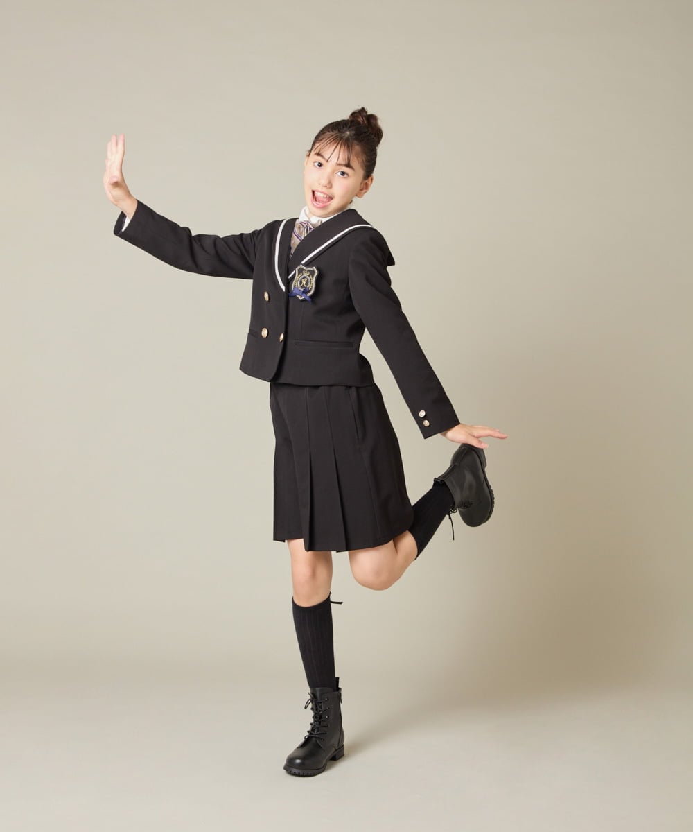 KQJBD04099 a.v.v KIDS(アー・ヴェ・ヴェ) [150-160]【卒服】【エンブレム付き】配色セーラーカラージャケット ベージュ