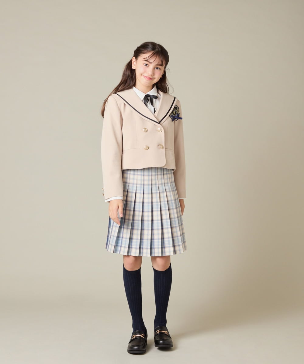 KQJBD04099 a.v.v KIDS(アー・ヴェ・ヴェ) [150-160]【卒服】【エンブレム付き】配色セーラーカラージャケット ベージュ