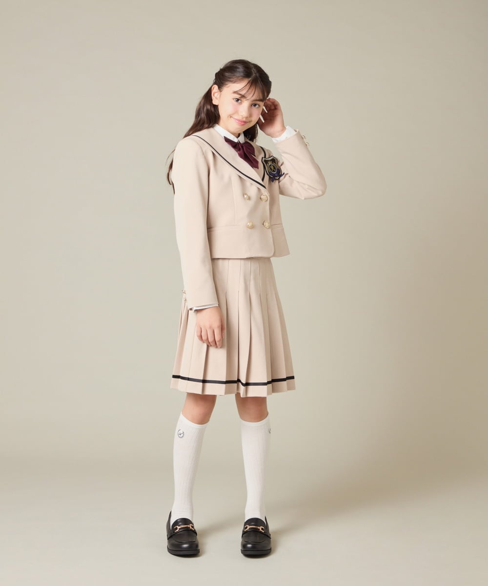 KQJBD04099 a.v.v KIDS(アー・ヴェ・ヴェ) [150-160]【卒服】【エンブレム付き】配色セーラーカラージャケット ベージュ