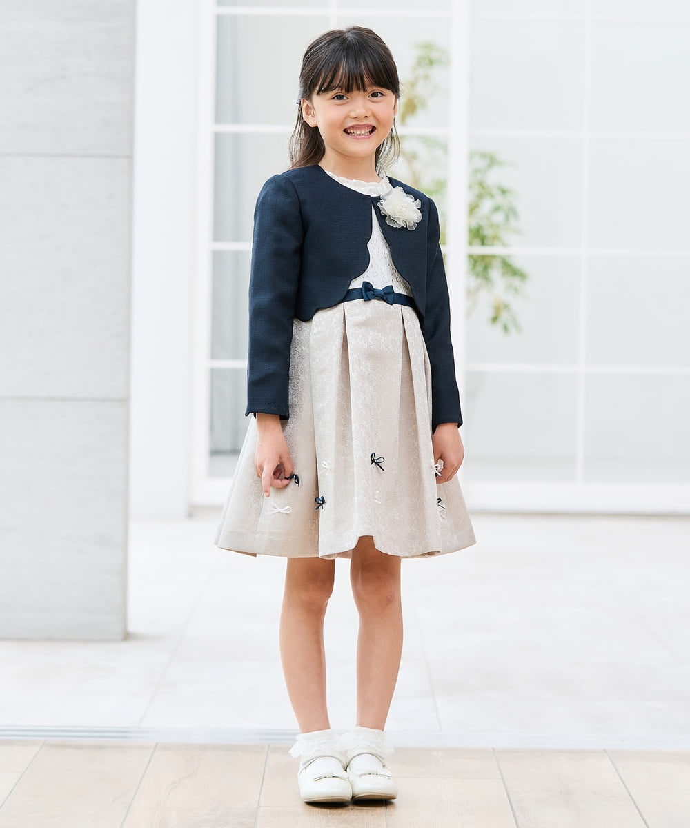 KQJCD01089 a.v.v KIDS(アー・ヴェ・ヴェ) [110-130]【セレモニー/オケージョン/結婚式】スカラップツイードセレモニーボレロ ネイビー