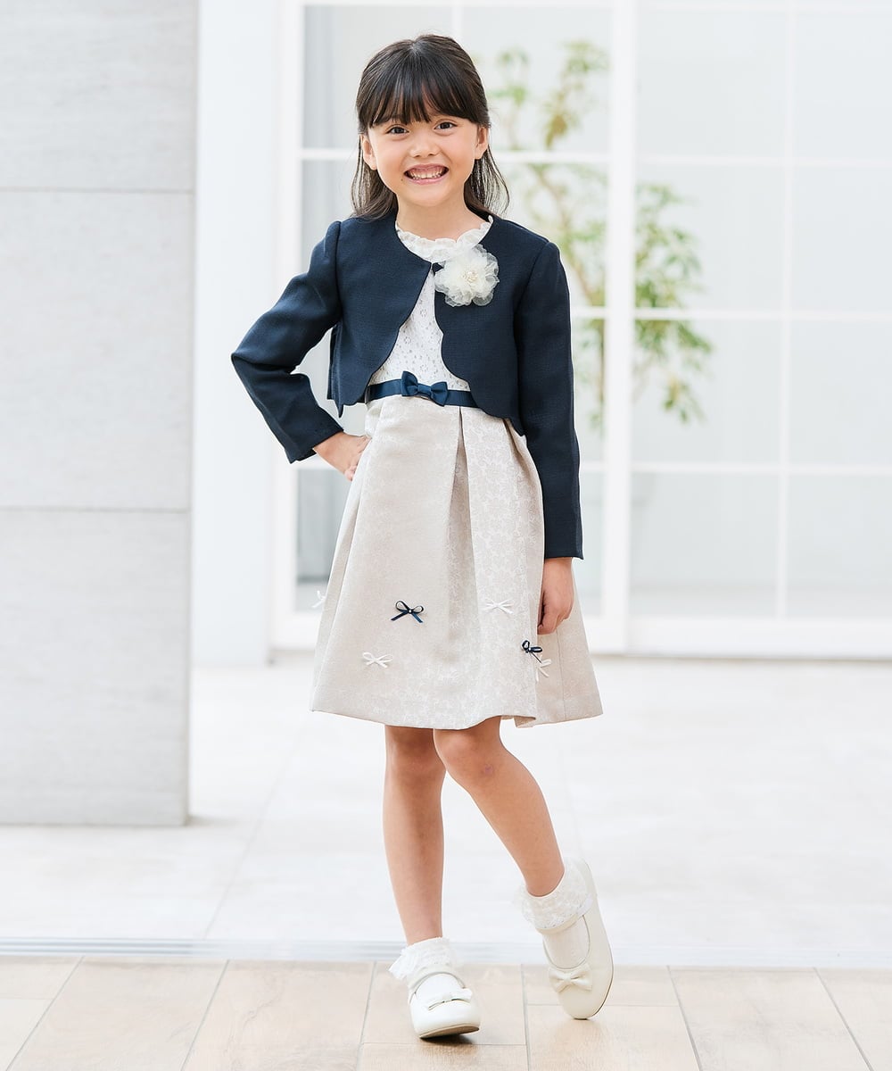 KQJCD01089 a.v.v KIDS(アー・ヴェ・ヴェ) [110-130]【セレモニー/オケージョン/結婚式】スカラップツイードセレモニーボレロ ネイビー