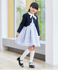 KQJCD01089 a.v.v KIDS(アー・ヴェ・ヴェ) [110-130]【セレモニー/オケージョン/結婚式】スカラップツイードセレモニーボレロ ネイビー