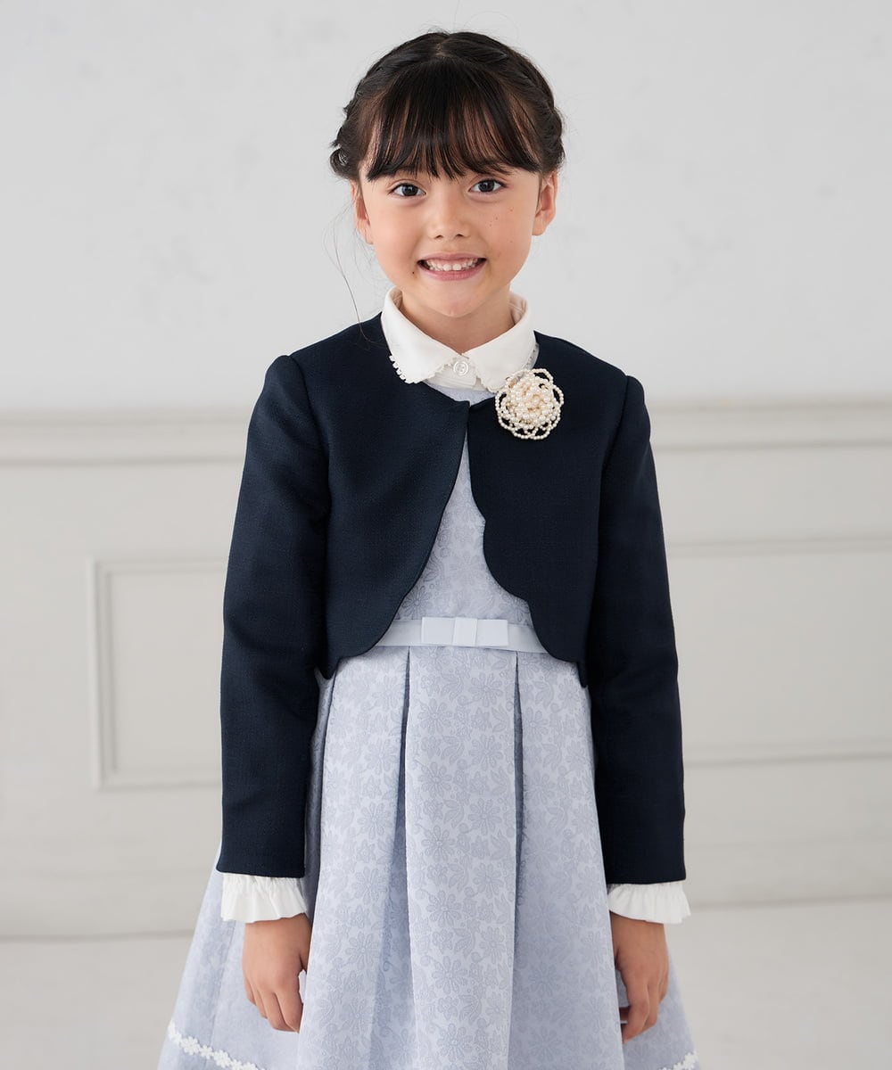 KQJCD01089 a.v.v KIDS(アー・ヴェ・ヴェ) [110-130]【セレモニー/オケージョン/結婚式】スカラップツイードセレモニーボレロ ネイビー