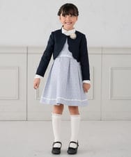 KQJCD01089 a.v.v KIDS(アー・ヴェ・ヴェ) [110-130]【セレモニー/オケージョン/結婚式】スカラップツイードセレモニーボレロ ネイビー