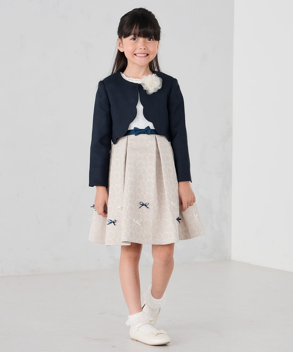 KQJCD01089 a.v.v KIDS(アー・ヴェ・ヴェ) [110-130]【セレモニー/オケージョン/結婚式】スカラップツイードセレモニーボレロ ネイビー