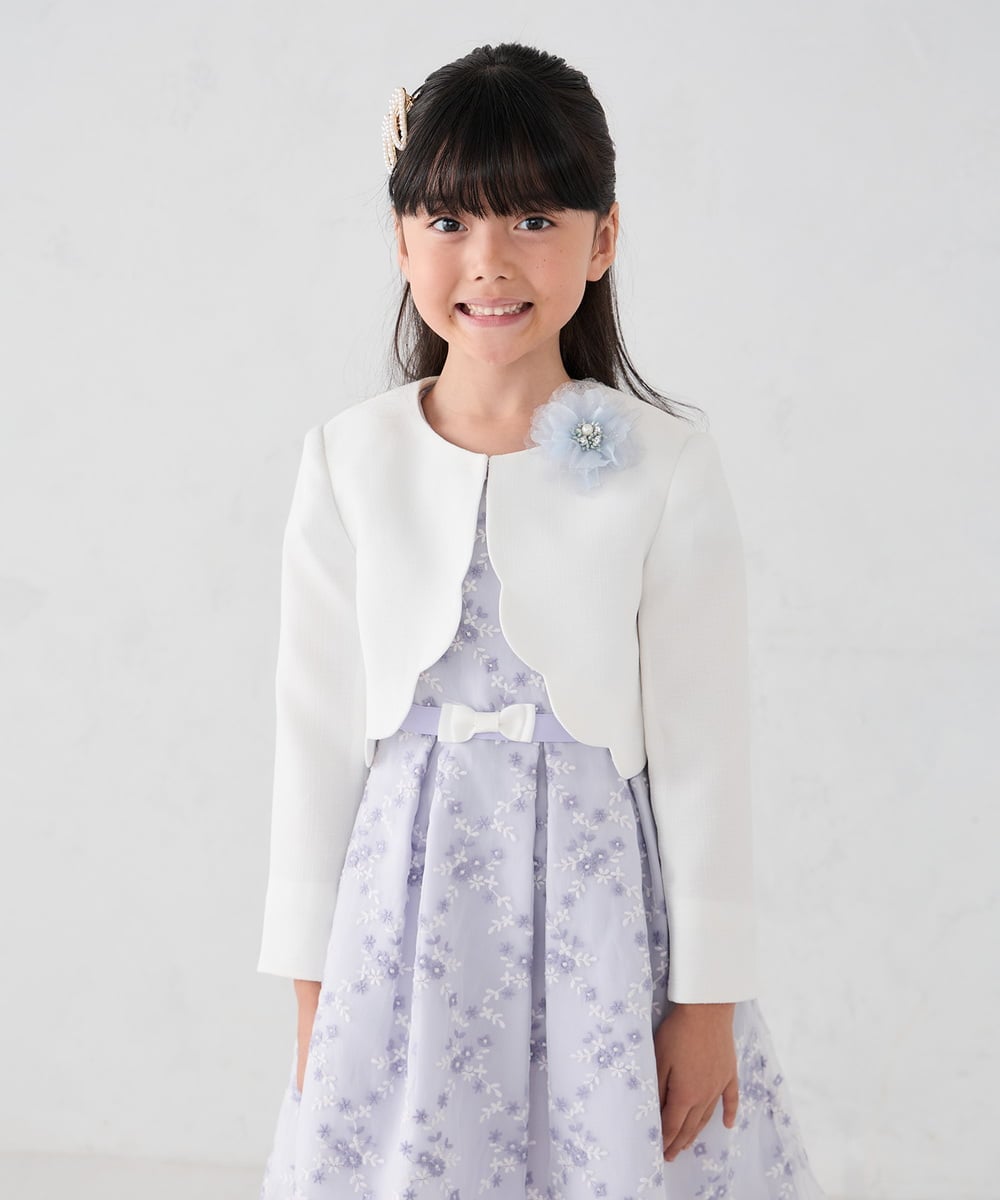 KQJCD01089 a.v.v KIDS(アー・ヴェ・ヴェ) [110-130]【セレモニー/オケージョン/結婚式】スカラップツイードセレモニーボレロ ホワイト