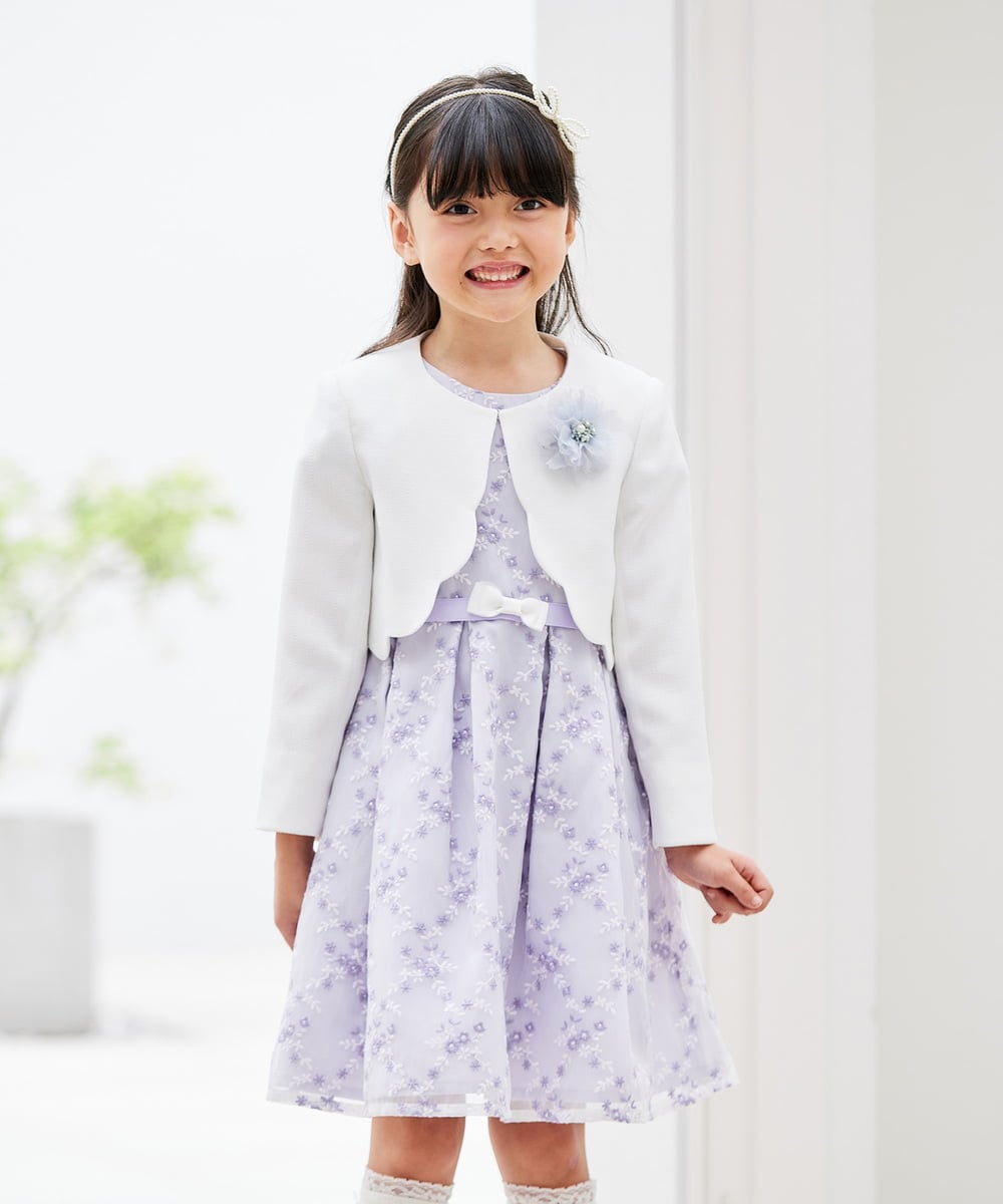 KQJCD01089 a.v.v KIDS(アー・ヴェ・ヴェ) [110-130]【セレモニー/オケージョン/結婚式】スカラップツイードセレモニーボレロ ホワイト
