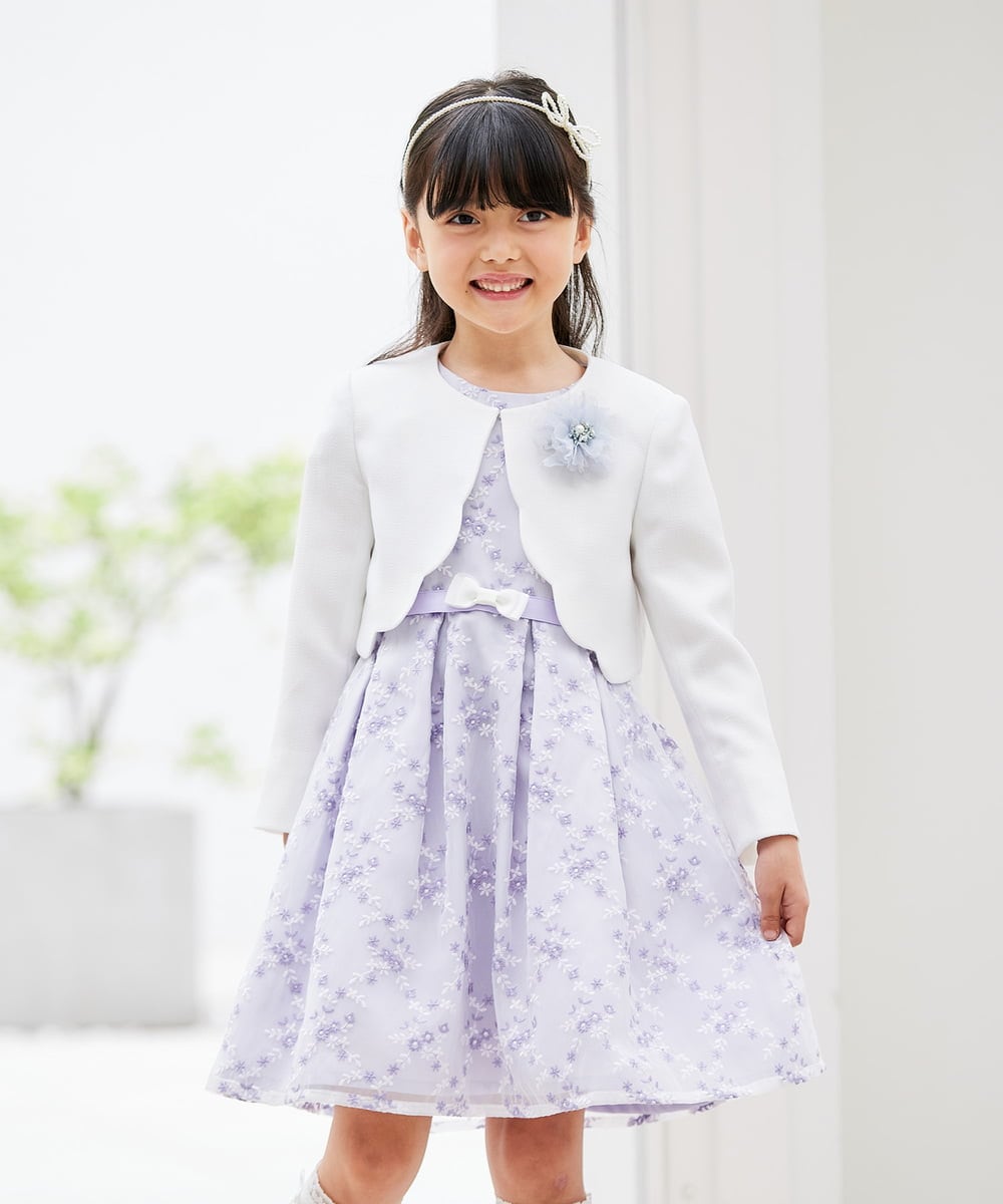 KQJCD01089 a.v.v KIDS(アー・ヴェ・ヴェ) [110-130]【セレモニー/オケージョン/結婚式】スカラップツイードセレモニーボレロ ホワイト