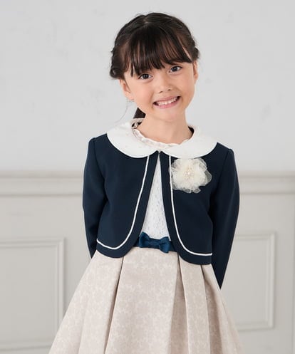 KQJCD03109  [110-130]【セレモニー/オケージョン/結婚式】衿付きセレモニーボレロ