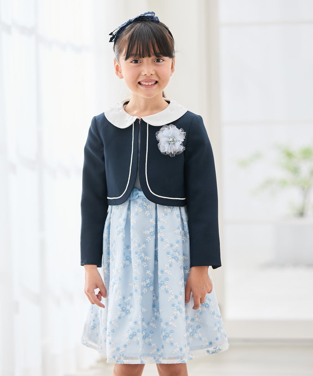 KQJCD03109 a.v.v KIDS(アー・ヴェ・ヴェ) [110-130]【セレモニー/オケージョン/結婚式】衿付きセレモニーボレロ ネイビー