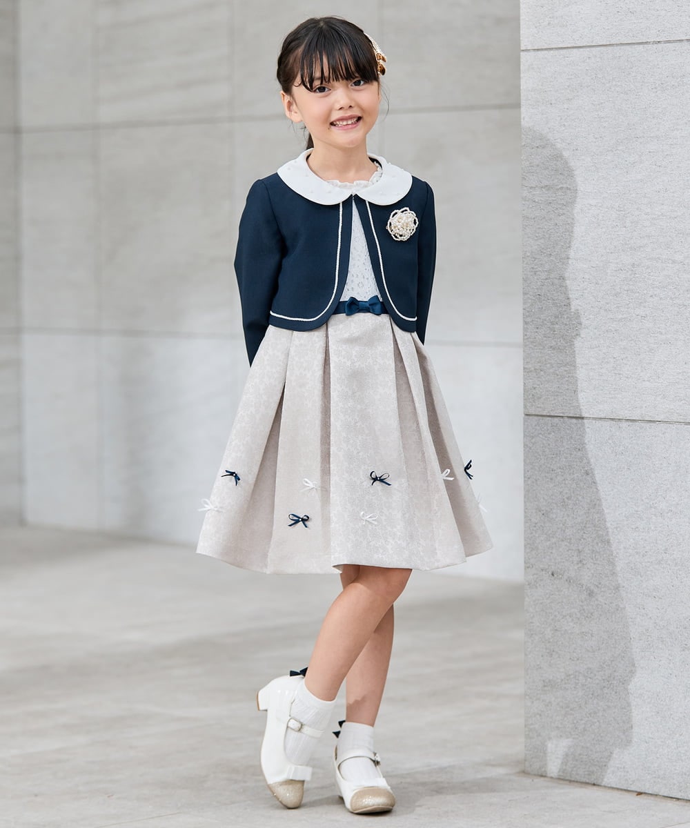 KQJCD03109 a.v.v KIDS(アー・ヴェ・ヴェ) [110-130]【セレモニー/オケージョン/結婚式】衿付きセレモニーボレロ ネイビー