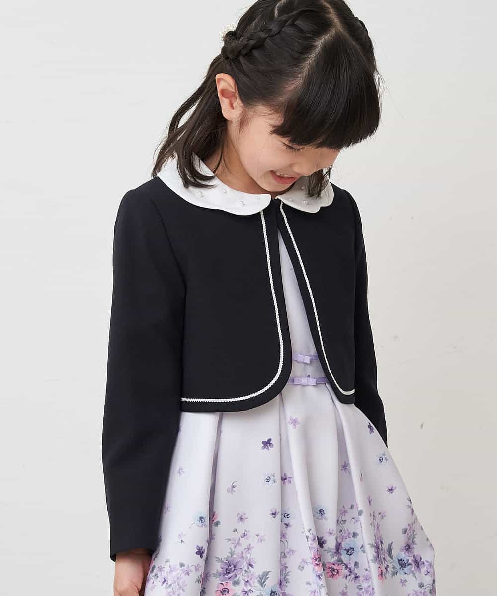 KQJCP01099 a.v.v KIDS(アー・ヴェ・ヴェ) [110-130]【セレモニースタイル】スカラップ襟セレモニージャケット ネイビー