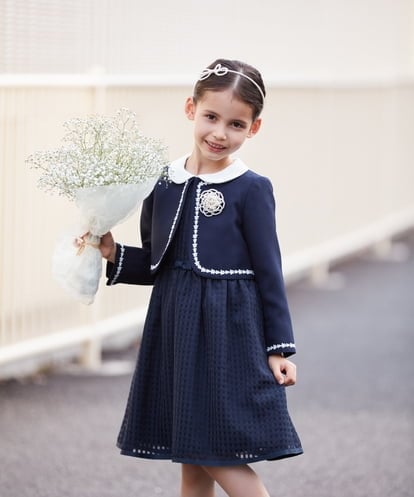 KQJCV01079 a.v.v KIDS [110-130]【セレモニースタイル】フラワーレースジャケット