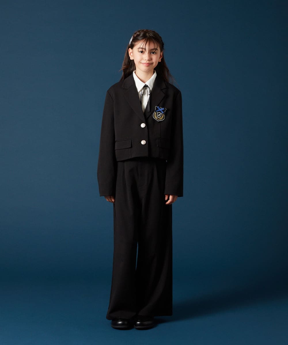 KQJTA02089 a.v.v KIDS(アー・ヴェ・ヴェ) [140-160]【卒服】エンブレム付きショートテーラードジャケット ブラック