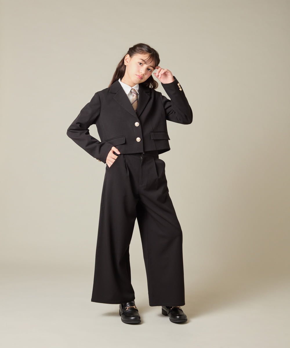 KQLBD02064 a.v.v KIDS(アー・ヴェ・ヴェ) [150-160]【卒服】タックワイドパンツ ブラック