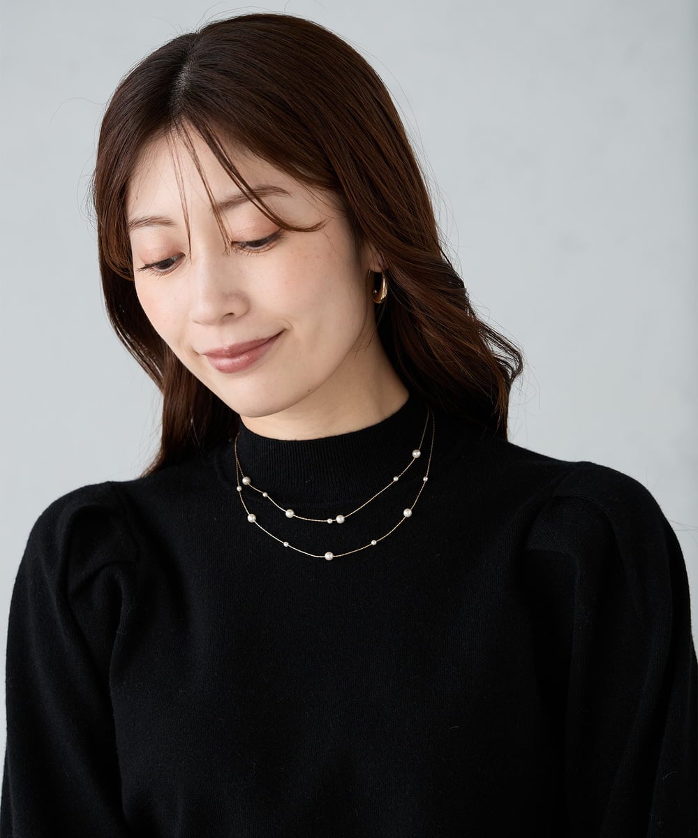 KS2AD06026 a.v.v(アー・ヴェ・ヴェ) パールコンビ2連ネックレス ゴールド