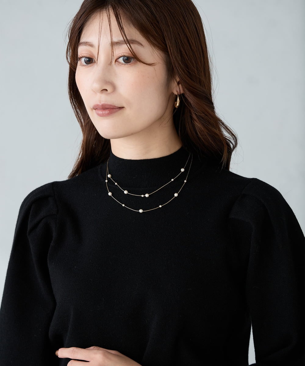 KS2AD06026 a.v.v(アー・ヴェ・ヴェ) パールコンビ2連ネックレス ゴールド