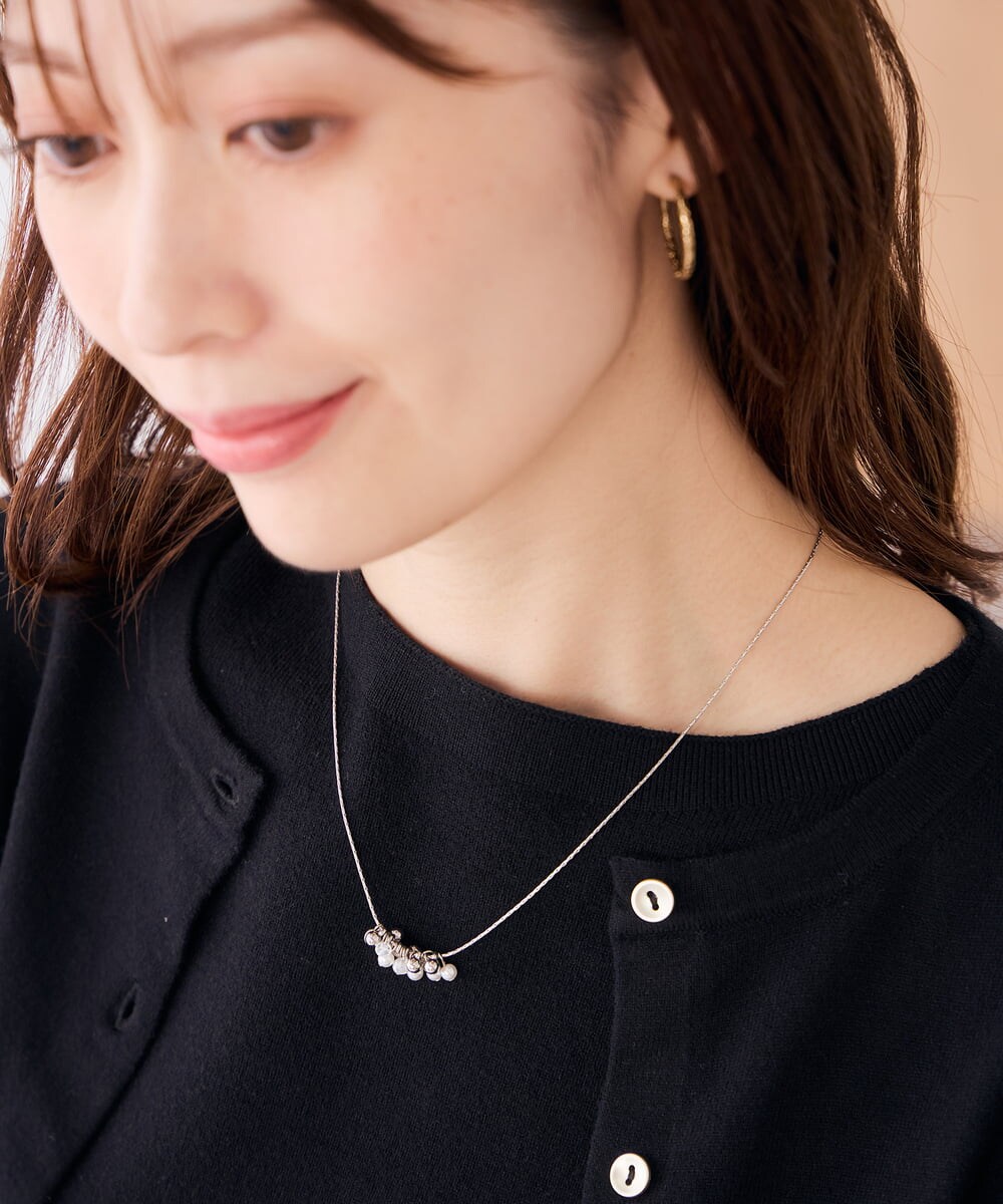 KS2AG05019 a.v.v(アー・ヴェ・ヴェ) 2WAYパール調スライドネックレス シルバー