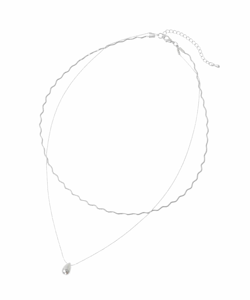 KS2AG18019 a.v.v(アー・ヴェ・ヴェ) ウェーブメタルドロップ2連ネックレス シルバー