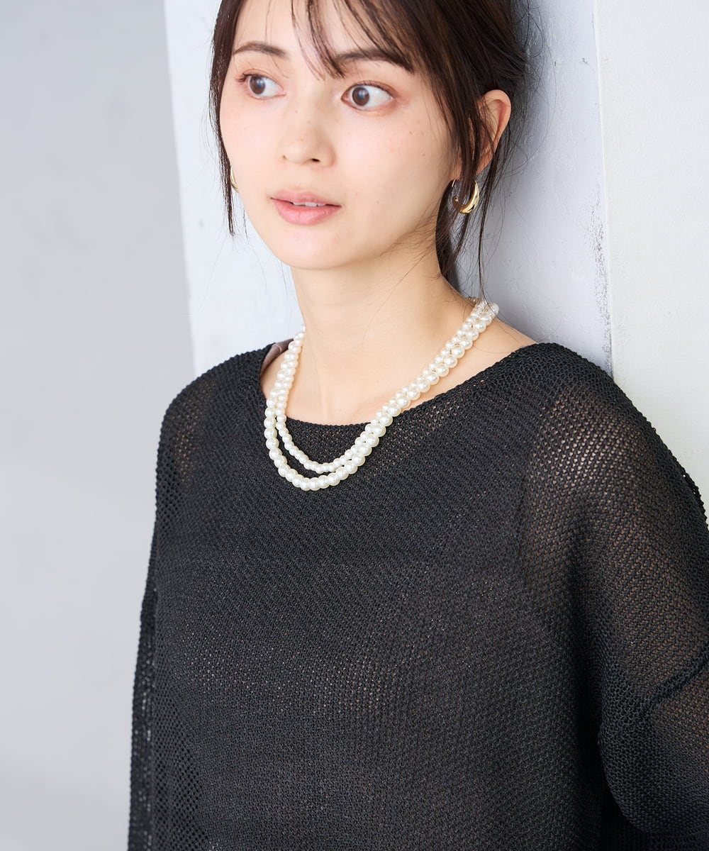 KS2GD10029 a.v.v(アー・ヴェ・ヴェ) パール調二連ネックレス ゴールド