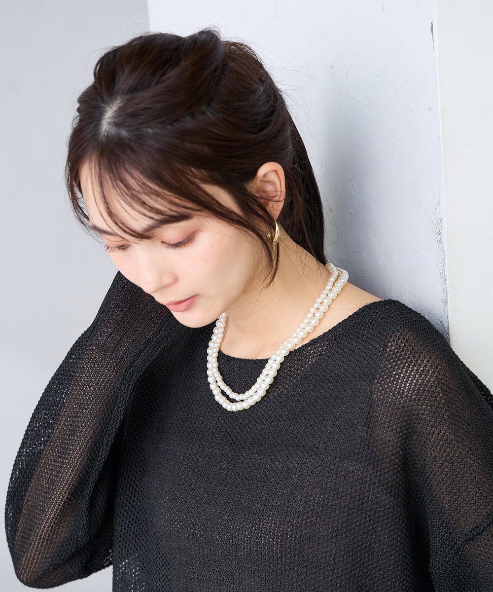 KS2GD10029 a.v.v(アー・ヴェ・ヴェ) パール調二連ネックレス ゴールド