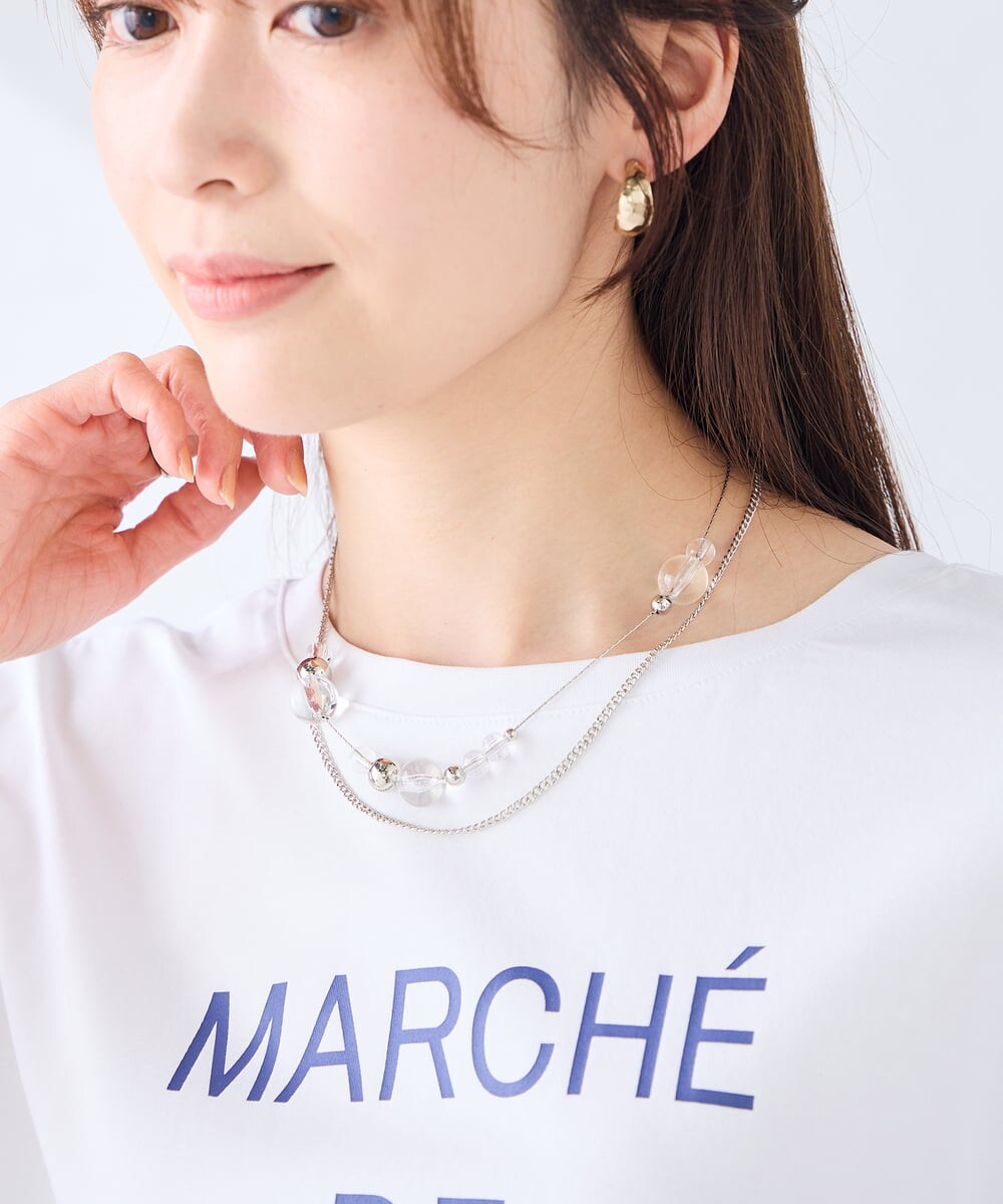 KS2GD24021 a.v.v(アー・ヴェ・ヴェ) クリアビーズチェーンネックレス シルバー