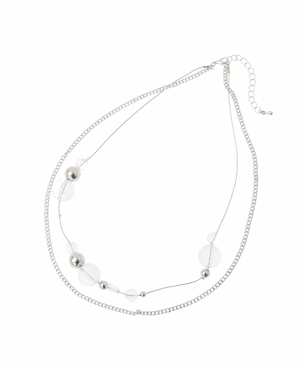 KS2GD24021 a.v.v(アー・ヴェ・ヴェ) クリアビーズチェーンネックレス シルバー