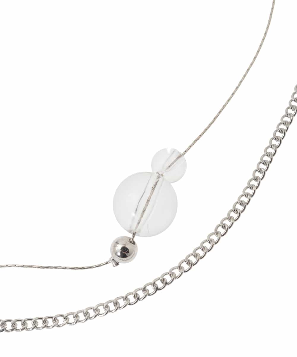 KS2GD24021 a.v.v(アー・ヴェ・ヴェ) クリアビーズチェーンネックレス シルバー