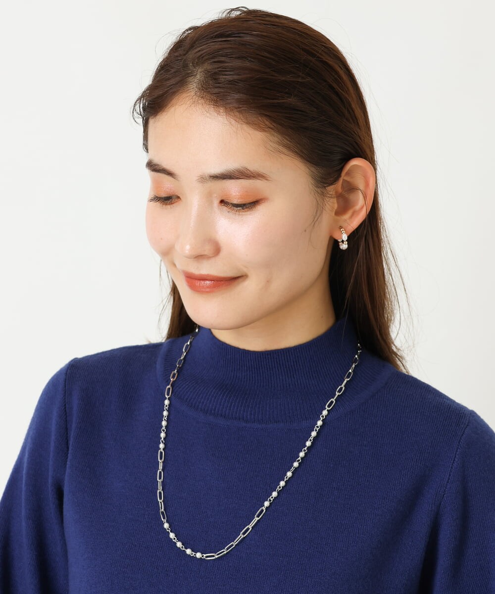 KS2JP12019 a.v.v(アー・ヴェ・ヴェ) チェーン×パール調ロングネックレス ゴールド