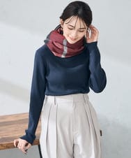 KS3AD04029 a.v.v(アー・ヴェ・ヴェ) チェック柄シアバターストール ネイビー