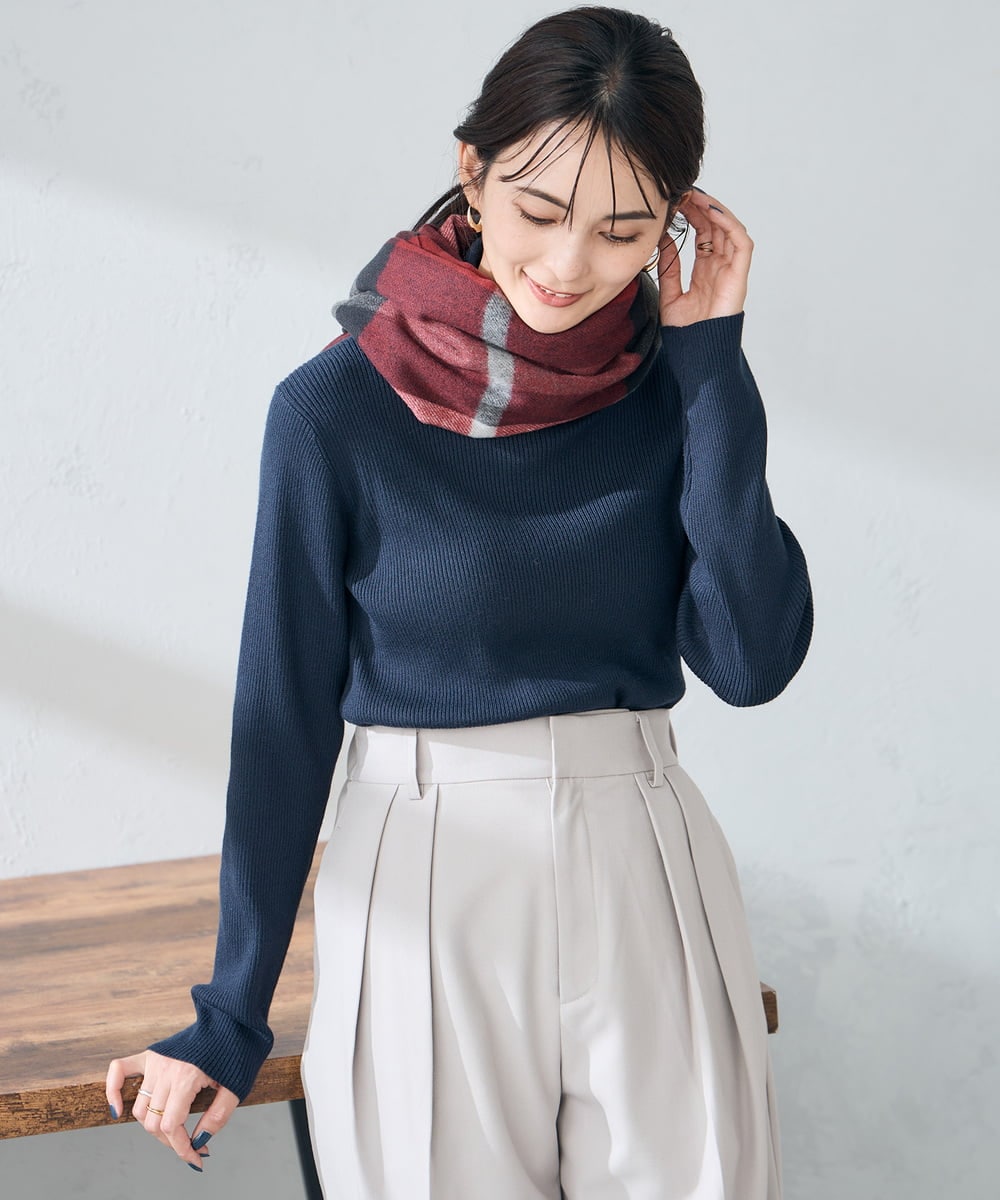 KS3AD04029 a.v.v(アー・ヴェ・ヴェ) チェック柄シアバターストール ネイビー