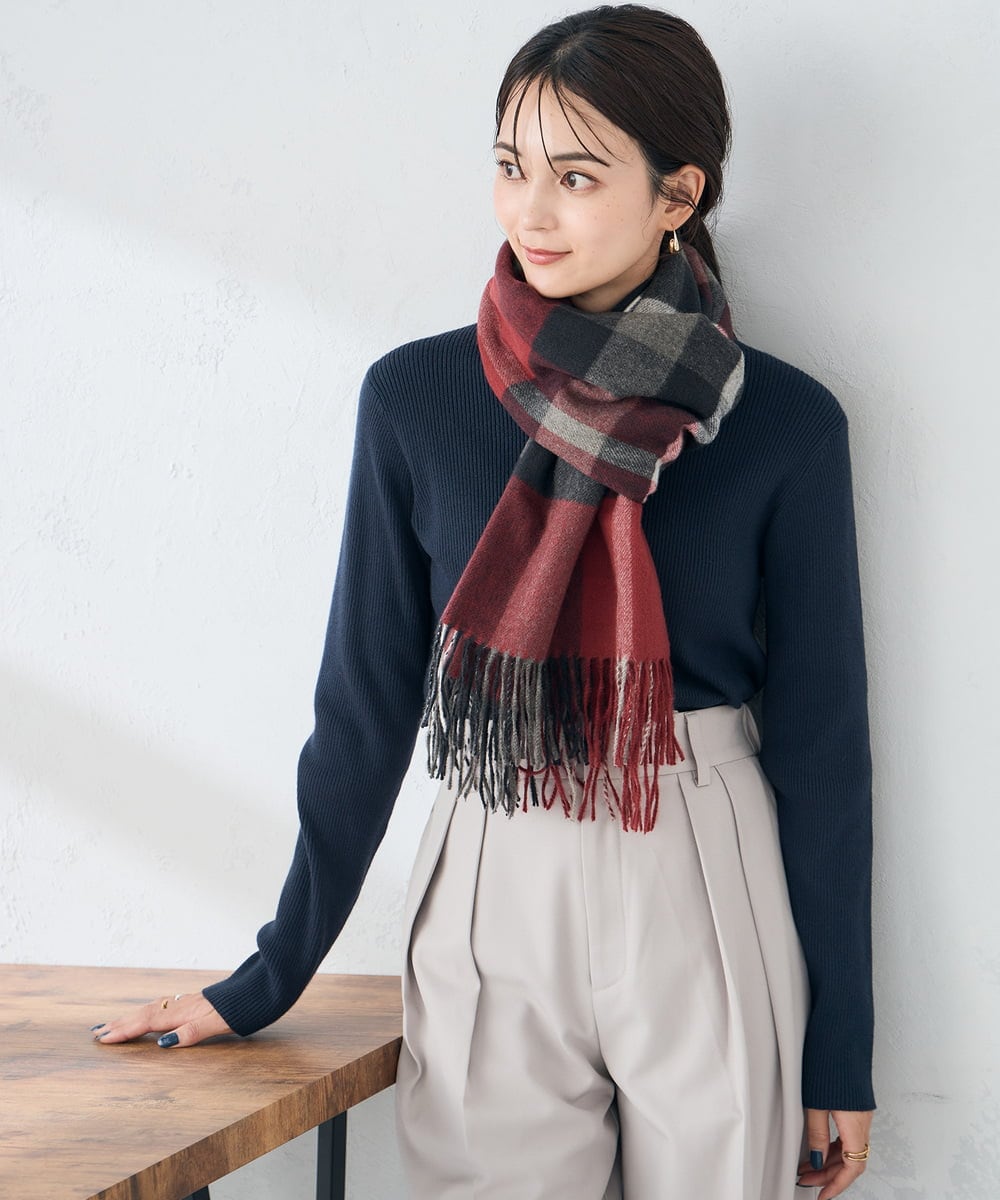 KS3AD04029 a.v.v(アー・ヴェ・ヴェ) チェック柄シアバターストール ネイビー