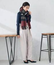 KS3AD04029 a.v.v(アー・ヴェ・ヴェ) チェック柄シアバターストール ネイビー