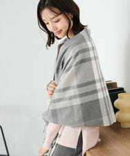 KS3AD04029 a.v.v(アー・ヴェ・ヴェ) チェック柄シアバターストール ネイビー