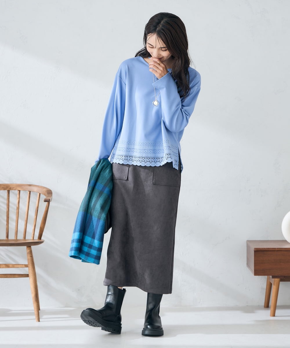 KS3AD04029 a.v.v(アー・ヴェ・ヴェ) チェック柄シアバターストール ネイビー