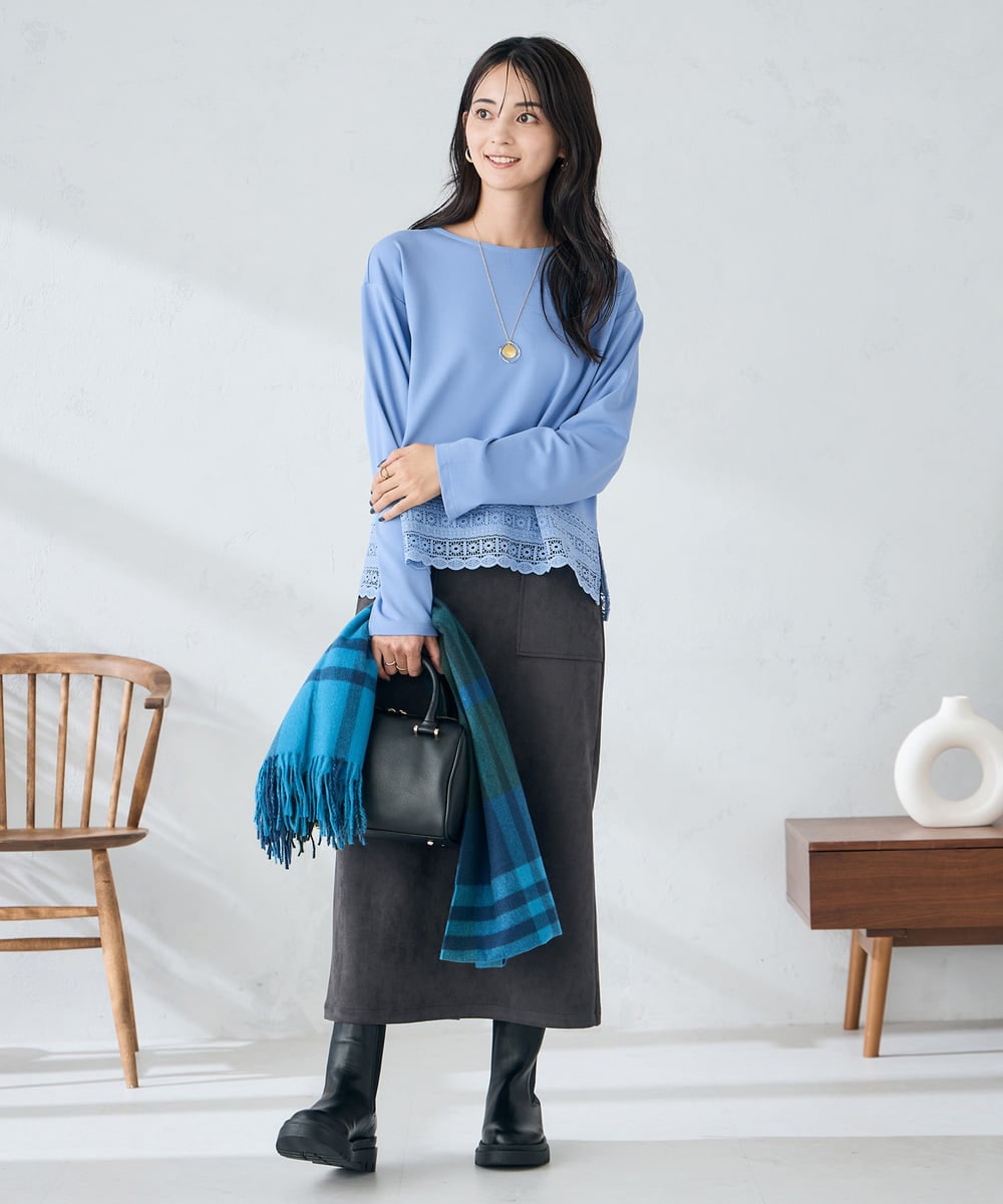 KS3AD04029 a.v.v(アー・ヴェ・ヴェ) チェック柄シアバターストール ネイビー