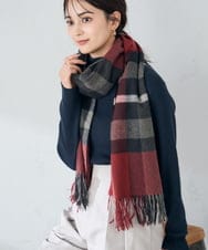 KS3AD04029 a.v.v(アー・ヴェ・ヴェ) チェック柄シアバターストール ネイビー