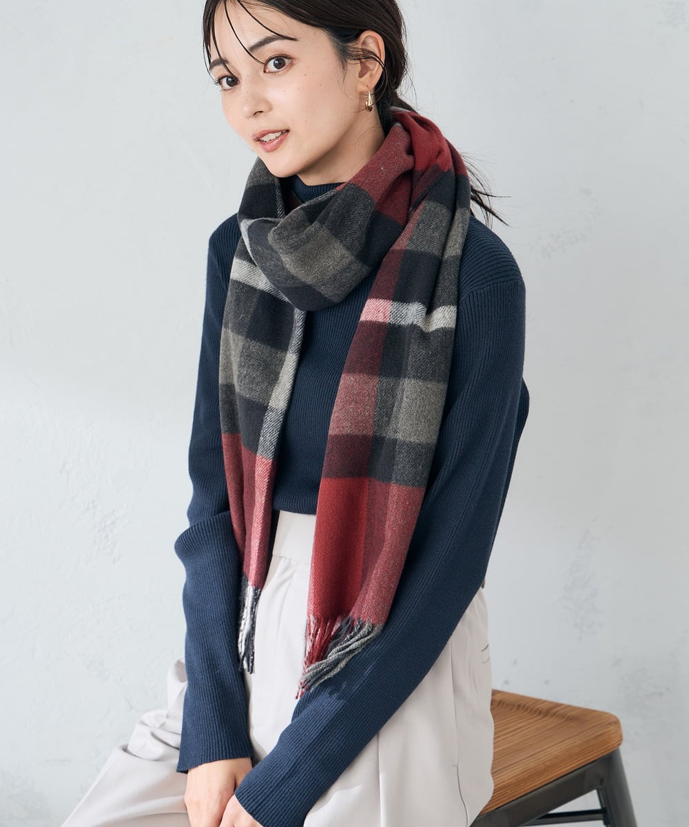 KS3AD04029 a.v.v(アー・ヴェ・ヴェ) チェック柄シアバターストール ネイビー