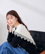 KS3AG02029 a.v.v(アー・ヴェ・ヴェ) レース三角ストール ブラウン