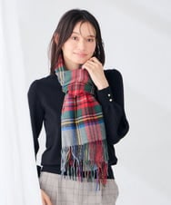 KS3AG05029 a.v.v(アー・ヴェ・ヴェ) チェック柄  大判マフラー グレー