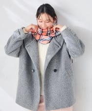 KS3AG05029 a.v.v(アー・ヴェ・ヴェ) チェック柄  大判マフラー グレー