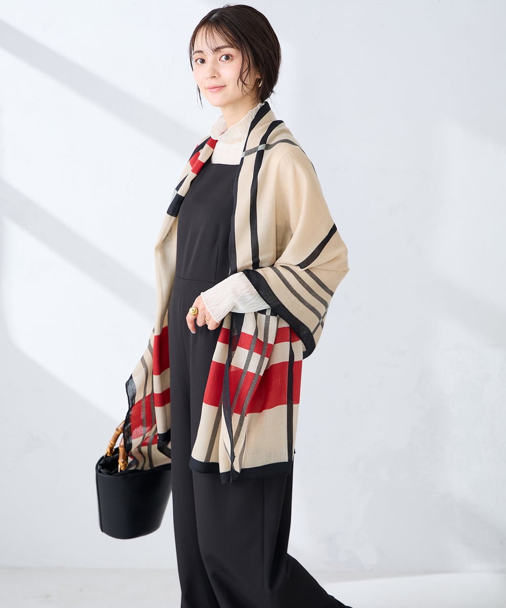 KS3GD03029 a.v.v(アー・ヴェ・ヴェ) 大判ストール レッド