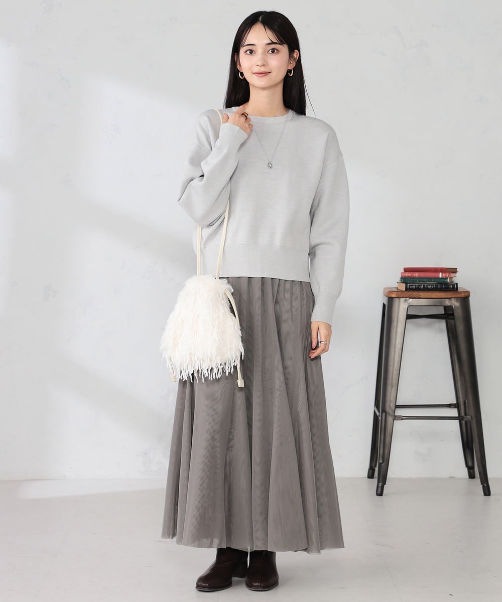 KS5AD22036 a.v.v(アー・ヴェ・ヴェ) シャギー巾着ショルダーバッグ グレージュ