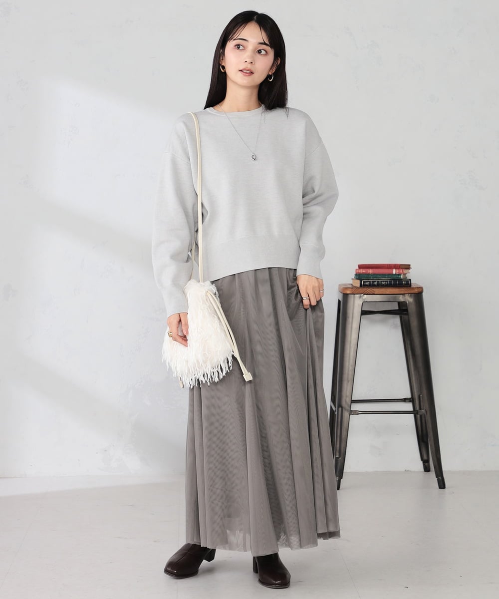 KS5AD22036 a.v.v(アー・ヴェ・ヴェ) シャギー巾着ショルダーバッグ グレージュ