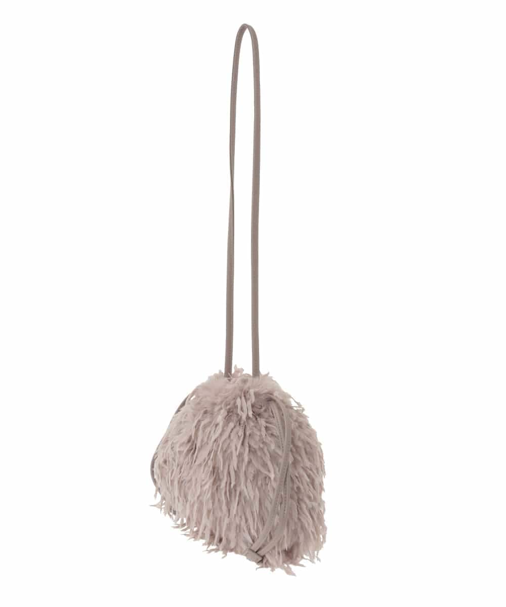 KS5AD22036 a.v.v(アー・ヴェ・ヴェ) シャギー巾着ショルダーバッグ グレージュ