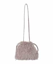 KS5AD22036 a.v.v(アー・ヴェ・ヴェ) シャギー巾着ショルダーバッグ グレージュ