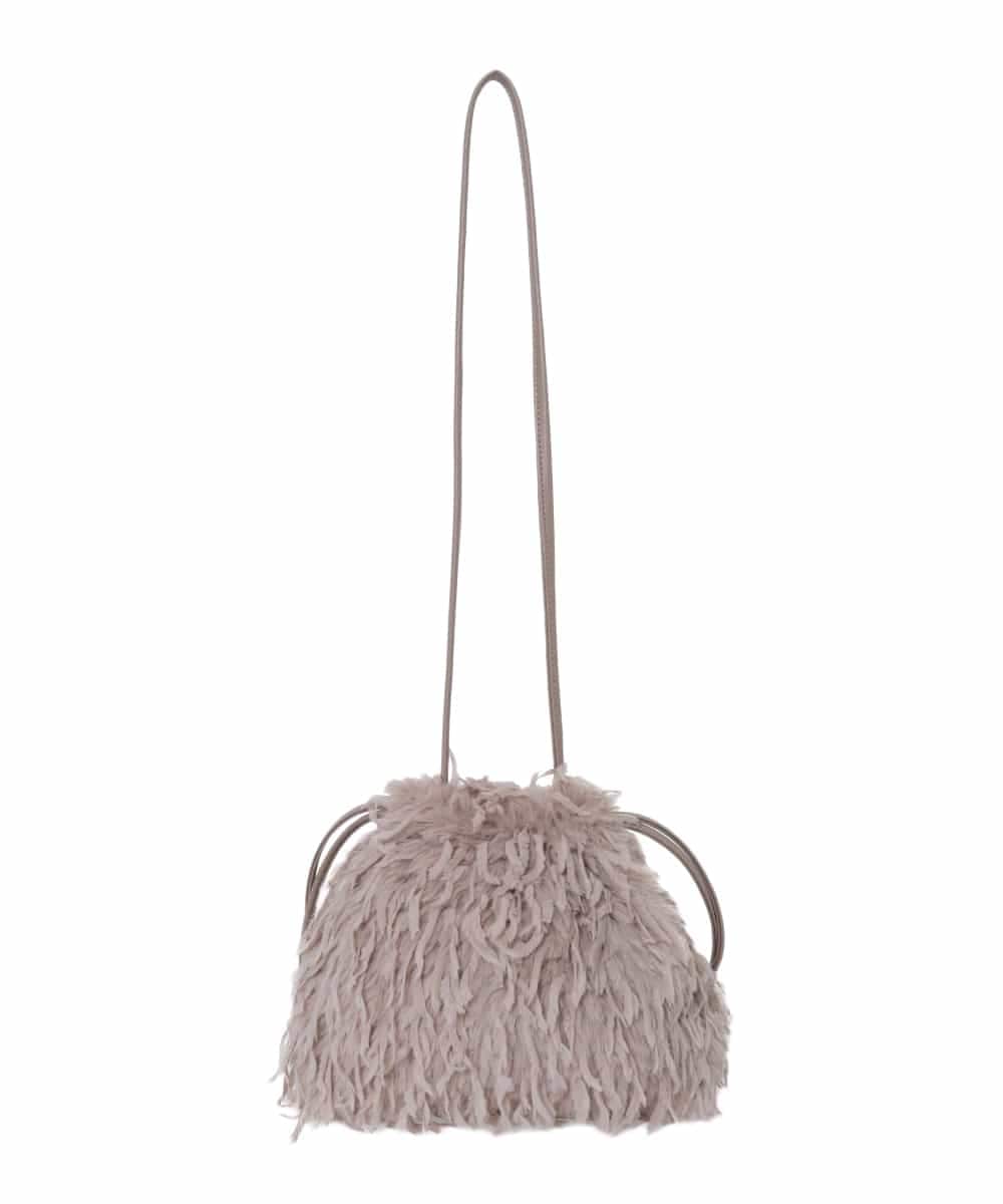 KS5AD22036 a.v.v(アー・ヴェ・ヴェ) シャギー巾着ショルダーバッグ グレージュ