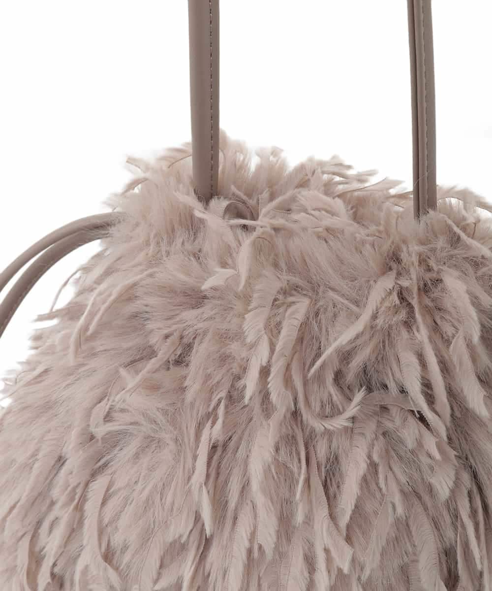 KS5AD22036 a.v.v(アー・ヴェ・ヴェ) シャギー巾着ショルダーバッグ グレージュ