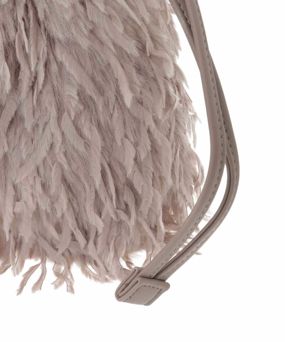 KS5AD22036 a.v.v(アー・ヴェ・ヴェ) シャギー巾着ショルダーバッグ グレージュ