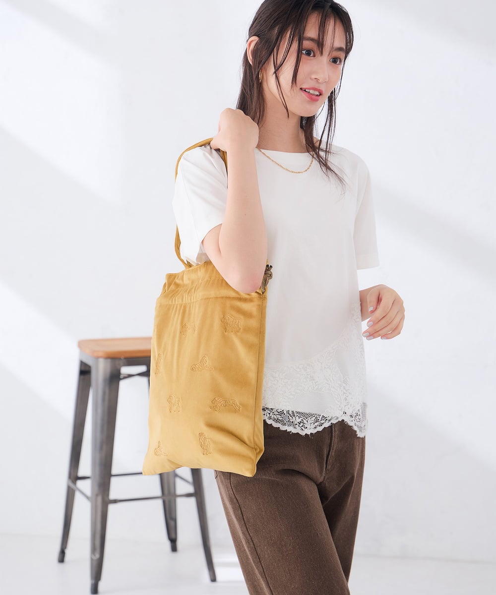 KS5AG05045 a.v.v(アー・ヴェ・ヴェ) 刺繍トートバッグ ベージュ